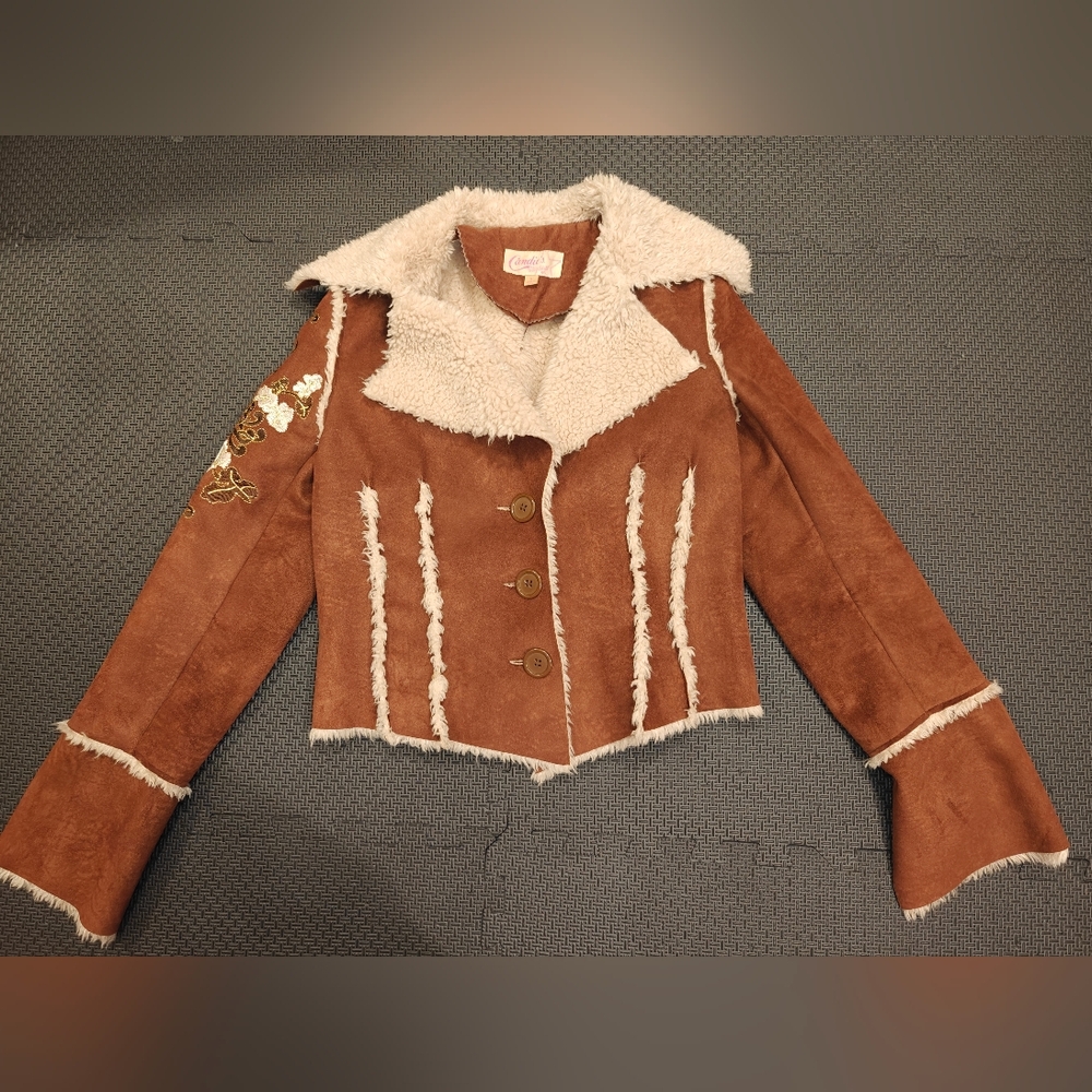 🔥STORE CLOSE TOMORROW!!😱 Candie's Vintage Brown Suede Jacket with Embroidered